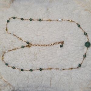 Elegant Green and Gold Beaded Necklace